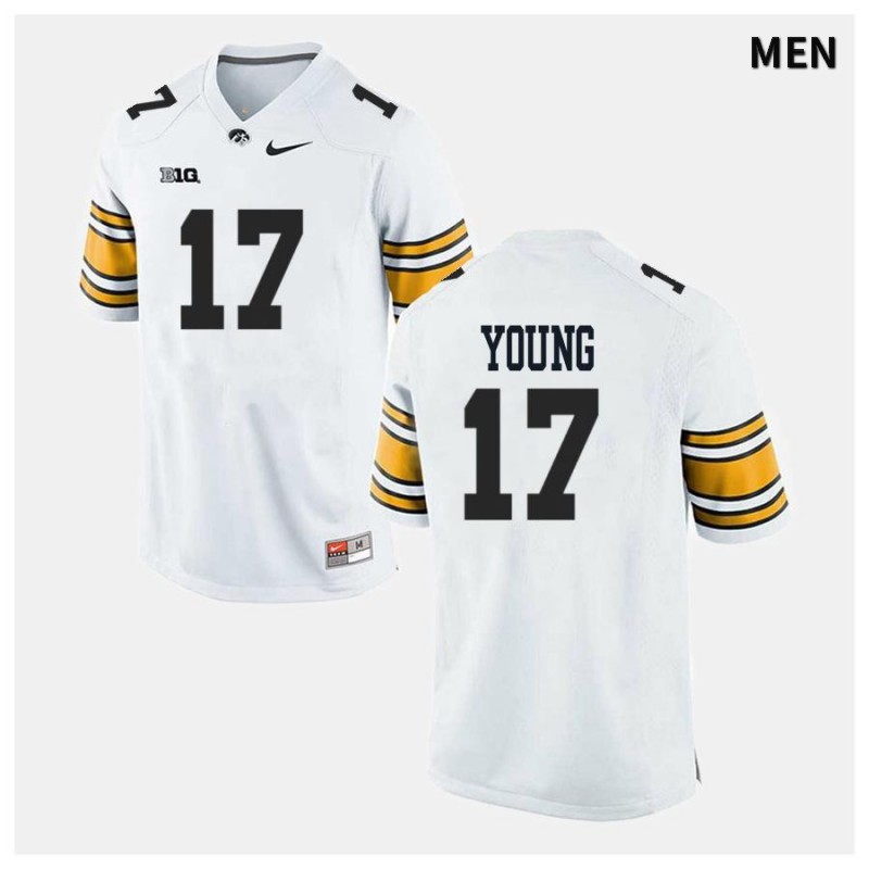Men's Iowa Hawkeyes NCAA #17 Devonte Young White Authentic Nike Alumni Stitched College Football Jersey RQ34T80PB